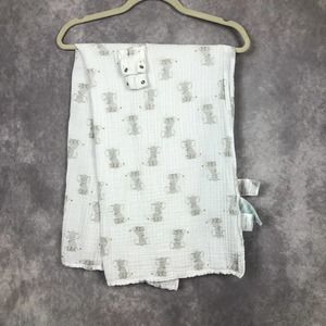 Aden + Anais Elephant Muslin Muslin Swaddle Blanket Snap Closures Grey & White